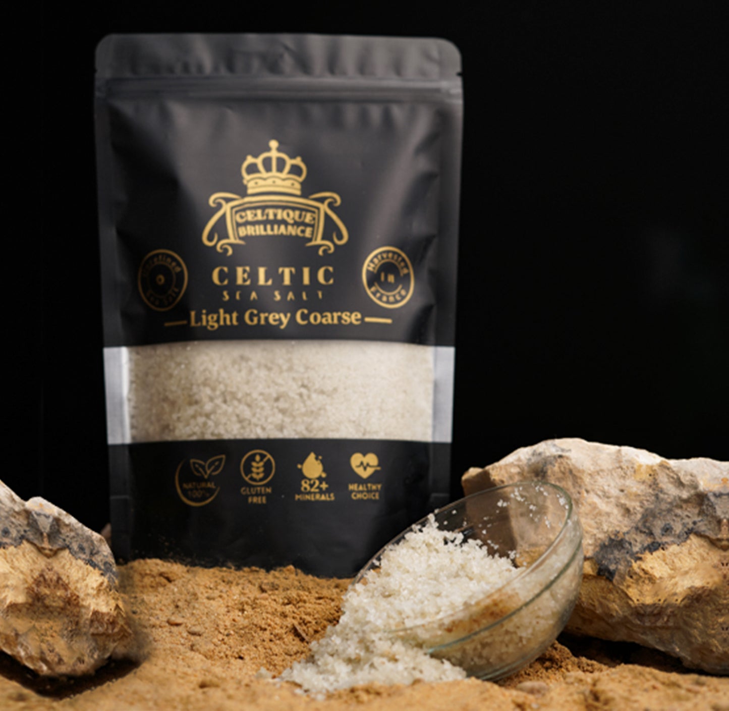 Celtique Brilliance Celtic Coarse Sea Salt - 100% Natural Unrefined Light Grey - Rich in minerals harvested from France